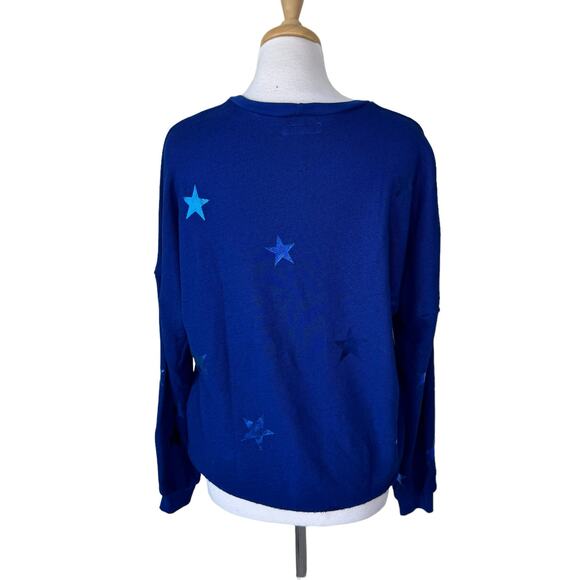 Michael Lauren Star Foil Travis Crop Pullover Color: Deep Blue Size SMALL - Picture 4 of 14